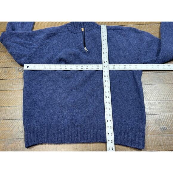 Matteo Volpi Sweater 100% Shetland Wool - Blue 1/4 Zip Mock Long Sleeve No Tag-L - Picture 4 of 8